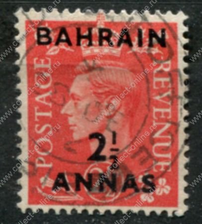 Бахрейн 1950-1955 гг. • Gb# 75 • 2½ a. на ½ d. • Георг VI • надп. на м. Великобритании • стандарт • Used VF ( кат.- £ 18 )