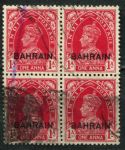 Бахрейн 1938-1941 гг. • Gb# 23 • 1 a. • Георг VI • надп. на м. Индии • стандарт • кв. блок • Used VF
