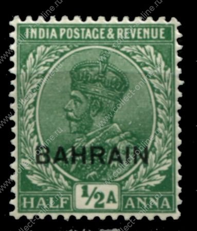 Бахрейн 1933-1937 гг. • Gb# 2w • ½ a. • Георг V • надп. на м. Индии • разновидность • перевернутый в.з. • MLH OG VF ( кат.- £ 85 )