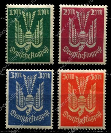 Германия 1922 г. • Mi# 214-18 • 1 - 5 M. • лесной голубь • авиапочта • MNH OG VF