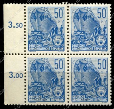 ГДР 1957-1959 гг. • Mi# 584A • 50 pf. • корабль в доке • стандарт • кв. блок • MNH OG XF+ ( кат. - €6+ )