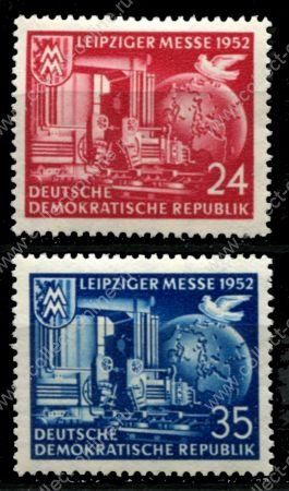 ГДР 1952 г. • Mi# 315-316 • 24 и 35 pf. • Выставка-ярмарка в Лейпциге • полн. серия • MH OG VF