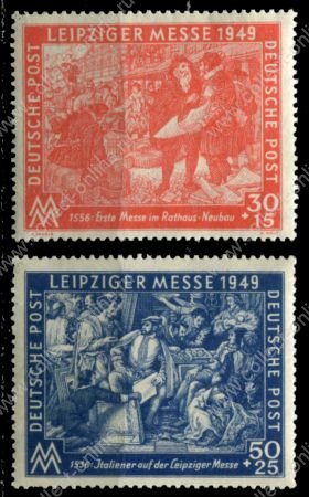 Германия • Советская зона оккупации 1949 г. • Mi# 230-1 • Выставка-ярмарка в Лейпциге • полн. серия • MNH OG XF