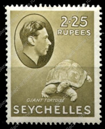 Сейшелы 1938-1949 гг. • Gb# 148 • 2.25 R. • Георг VI • основной выпуск • гигантская черепаха • MH OG VF ( кат.- £ 75 )