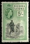 Сьерра-Леоне 1956-1961 гг. • Gb# 220 • 5 sh. • Елизавета II • основной выпуск • вождь •  MH OG VF ( кат. - £12 )
