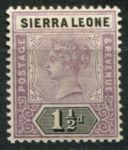 Сьерра-Леоне 1896-1897 гг. • Gb# 43 • 1½ d. • Королева Виктория • стандарт • MLH OG XF ( кат.- £ 5 )