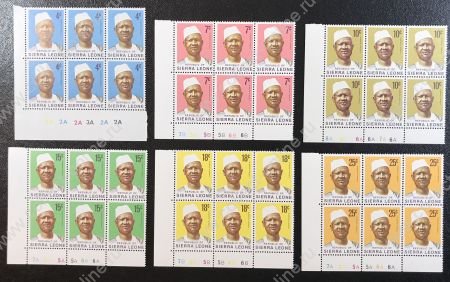 Сьерра-Леоне 1972 г. • Sc# 424..31 • 4..25 c. • президент Сиака Стивенс • 6 марок • стандарт • блоки 6 м. • MNH OG XF++