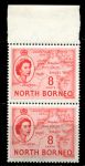 Северное Борнео 1954-1959 гг. • Gb# 377 • 8 c. • Елизавета II основной выпуск • карта • пара • MNH OG XF+