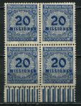Германия 1923 г. • Mi# 319A • 20 mln. M • стандарт • кв.блок • MNH OG XF ( кат.- € 3,6 )