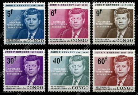 Демократическая Республика Конго 1964 г. • SC# 514-19 • 5 - 60 fr. • Джон Кеннеди (памятный выпуск) • полн. серия • MNH OG XF ( кат.- $ 6,5 )