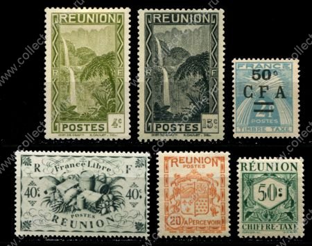 Реюньон 193х-195х гг. • лот 6 разных марок • MH OG VF