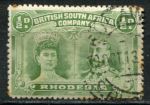 Родезия 1910-1913 гг. • Gb# 120 • ½ d. • "Две головы" • перф. - 14 (зелёная) • Used F-VF ( кат.- £6 )