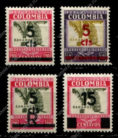 Колумбия 1939 г. • SC# C115-8 • 5 - 15 c. • надпечатки нов. номинала • полн. серия • MNH OG VF