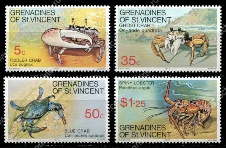 Гренадины Сент-Винсента 1977 г. • SC# 119-22 • 5 c. - $1.25 • Крабы • полн. серия • MNH OG XF