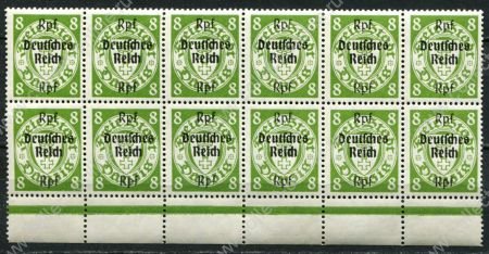 Германия 3-й рейх 1939 г. • Mi# 719 • 8 pf. • надпечатка "Deutsches Reich" на марке Данцига • блок 12 м. • MNH OG XF+ ( кат.- € 54+ )