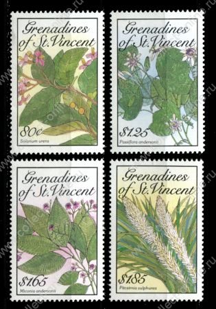 Гренадины Сент-Винсента 1989 г. • SC# 671-4 • 80 c. - $1.85 • цветущие растения • полн. серия • MNH OG XF