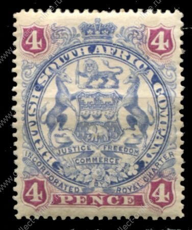 Родезия 1897 г. • Gb# 69 • 3 d. • осн. выпуск • герб колонии • MH OG VF ( кат.- £12 )