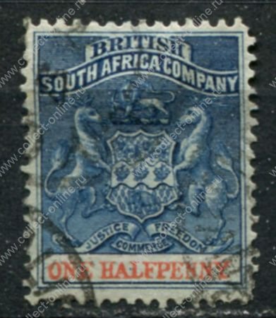 Родезия 1892-1894 гг. • Gb# 18 • ½ d. • герб колонии • Used VF ( кат.- £ 5 )