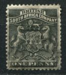 Родезия 1892-1893 гг. • Gb# 1 • 1 d. • герб колонии • Used F-VF ( кат.- £ 4,25 )