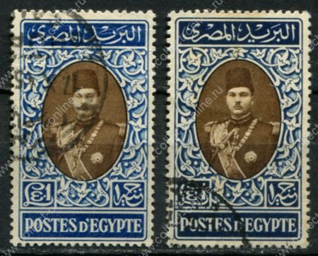 Египет 1939-1946 гг. • SC# 240 • £1 • король Фарук(на фоне достопримечательностей) • стандарт • концовка(разновидность) • Used VF ( кат.- $ 14 )