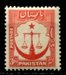 Пакистан 1948-1957 гг. • Gb# 24a • 3 p. • осн. выпуск • весы правосудия • перф. - 13½ • MNH OG VF ( кат. - £4 )