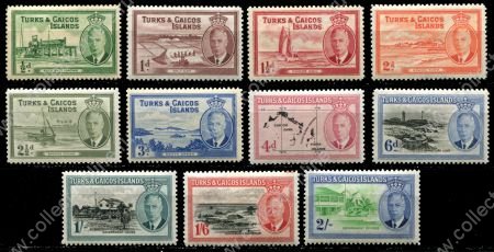 Теркс и Кайкос 1950 г. • Gb# 221 • ½ d. • Георг VI • основной выпуск • кв. блок • MNH OG XF+ • ( кат.- £4+ )