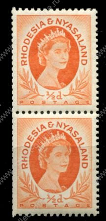 Родезия и Ньясаленд 1954-1956 гг. • Gb# 1a • ½ d. • Елизавета II • из рулона(перф. 12½:14) • стандарт • MLH/NH OG VF