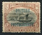 Северное Борнео 1901-1905 гг. • Gb# 133 • 8 c. • надпечатка "Британский протекторат" • парусное судно • MH OG VF ( кат. - £8 )