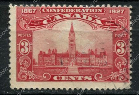 Канада 1927 г. • SC# 143 • 3 c. • 60-летие образования Конфедерации • здание Парламента • Used F-VF ( кат.- $ 6 )