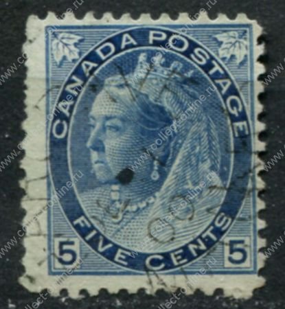 Канада 1898-1902 гг. • SC# 79 • 5 c. • Королева Виктория • номинал цифры • Used VF ( кат.- $ 3 )