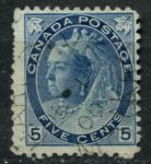 Канада 1898-1902 гг. • SC# 79 • 5 c. • Королева Виктория • номинал цифры • Used VF ( кат.- $ 3 )