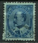 Канада 1903-1908 гг. • SC# 91 • 5 c. • Эдуард VII • стандарт • Used VF+ ( кат.- $ 5,75 )