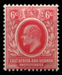 Восточная Африка и Уганда 1907-1908 гг. • GB# 36 • 6 c. • Эдуард VII • серо-зеленая • стандарт • MLH OG VF ( кат. - £3.50 )