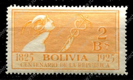 Боливия 1925 г. • SC# 158 • 2 b. • 100-летие Республики • бог Меркурий • MNH! OG VF ( кат. - $ 10 )