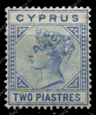Кипр 1892-1894 г. • Gb# 34 • 2 pi. • Королева Виктория • в.з. "CA" (клише - тип II) • стандарт • MH OG VF ( кат.- £12 )