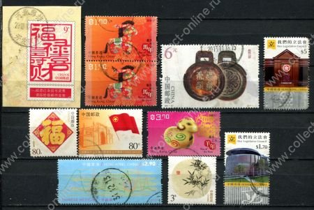 Китай(КНР, Тайвань, Гонконг) • лот 10 разных марок • Used F-VF