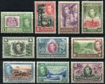Британский Гондурас 1938-1947 гг. • Gb# 150-9 • 1 c. - $1 • Георг VI • осн. выпуск • 10 марок • MH OG VF ( кат. - £130- )