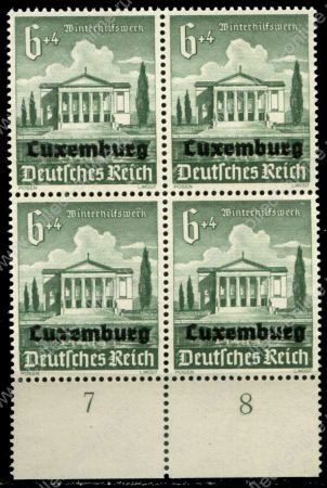 Люксембург • Немецкая оккупация 1941 г. • Mi# 36 (SC# NB4 ) • 6+4 pf. • Фонд зимней помощи (надпечатки на марках Германии) • благотворительный выпуск • кв. блок • MNH OG XF+