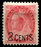 Канада 1899 г. Sc# 88 • 2 на 3 c. • надпечатка нов. номинала • MH OG VF ( кат.- $22,5 )
