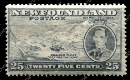 Ньюфаундленд 1937 г. • Gb# 266 • 25 c. • Коронация Георга VI (доп. выпуск) • рыболовный флот • перф: 14 • MH OG VF ( кат.- £ 5.5 )