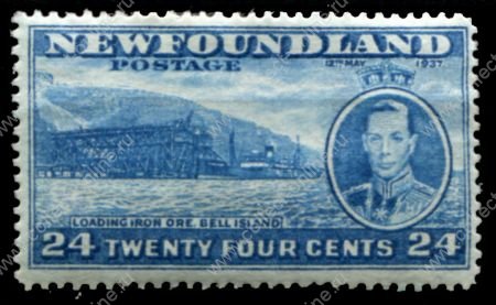 Ньюфаундленд 1937 г. • Gb# 265 • 24 c. • Коронация Георга VI (доп. выпуск) • остров Белл • перф: 14 • MH OG VF ( кат.- £ 2.75 )