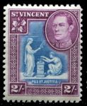 Сент-Винсент 1938-1947 гг. • Gb# 157 • 2 sh. • Георг VI основной выпуск • "Мир и порядок" • MH OG VF ( кат. - £8.50 )