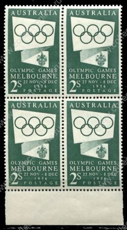 Австралия 1955 г. • Gb# 280a (SC# 286 ) • 2 sh. • Летние Олимпийские Игры 1956 г. (Мельбурн) • кв. блок • MNH OG XF+