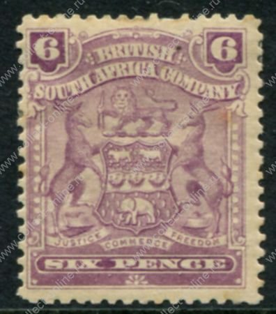 Родезия 1898-1908 гг. • Gb# 83 • 6 d. • герб колонии • стандарт • MH OG VF ( кат.- £ 30 )