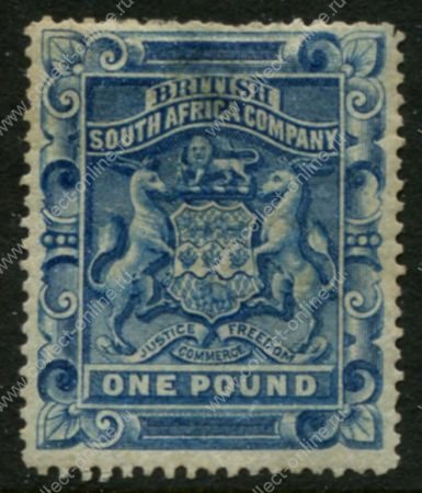 Родезия 1892-1893 гг. • Gb# 10 • £1 • герб колонии • MH OG F- ( кат.- £ 325 )