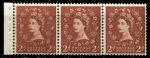 Великобритания 1952-1954 гг. • Gb# 518Wi • 2 d. • Елизавета II • переверн. в.з. • стандарт(из буклета) • сцепка 3 м. • MNH OG XF ( кат. - £90+ )