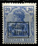 Германия • оккупация Румынии • 9-я армия 1918 г. • Mi# 3 • 20 pf. • надпечатка • армейская почта • MH OG VF ( кат. - €3 )