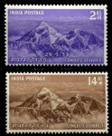 Индия 1953 г. • Gb# 344-5 • 2 и 14 a. • Покорение Эвереста • полн. серия • MNH OG VF ( кат. - £18.5 )