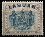 Лабуан 1894-1896 гг. • Gb# 73 • 24 c. • надпечатка на осн. выпуске Сев. Борнео • герб • MH OG VF ( кат. - £42 )