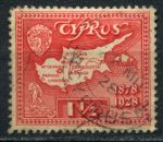 Кипр 1928 г. • Gb# 125 • 1½ pi. • 50-летие Британского правления • карта острова • Used VF ( кат.- £2.5 )
